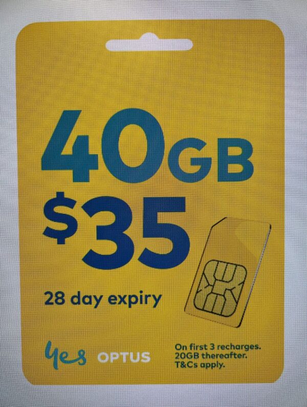 $35 Recharge Optus - 40gb for 28 days